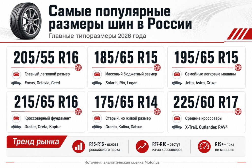 популярные размеры шин 1